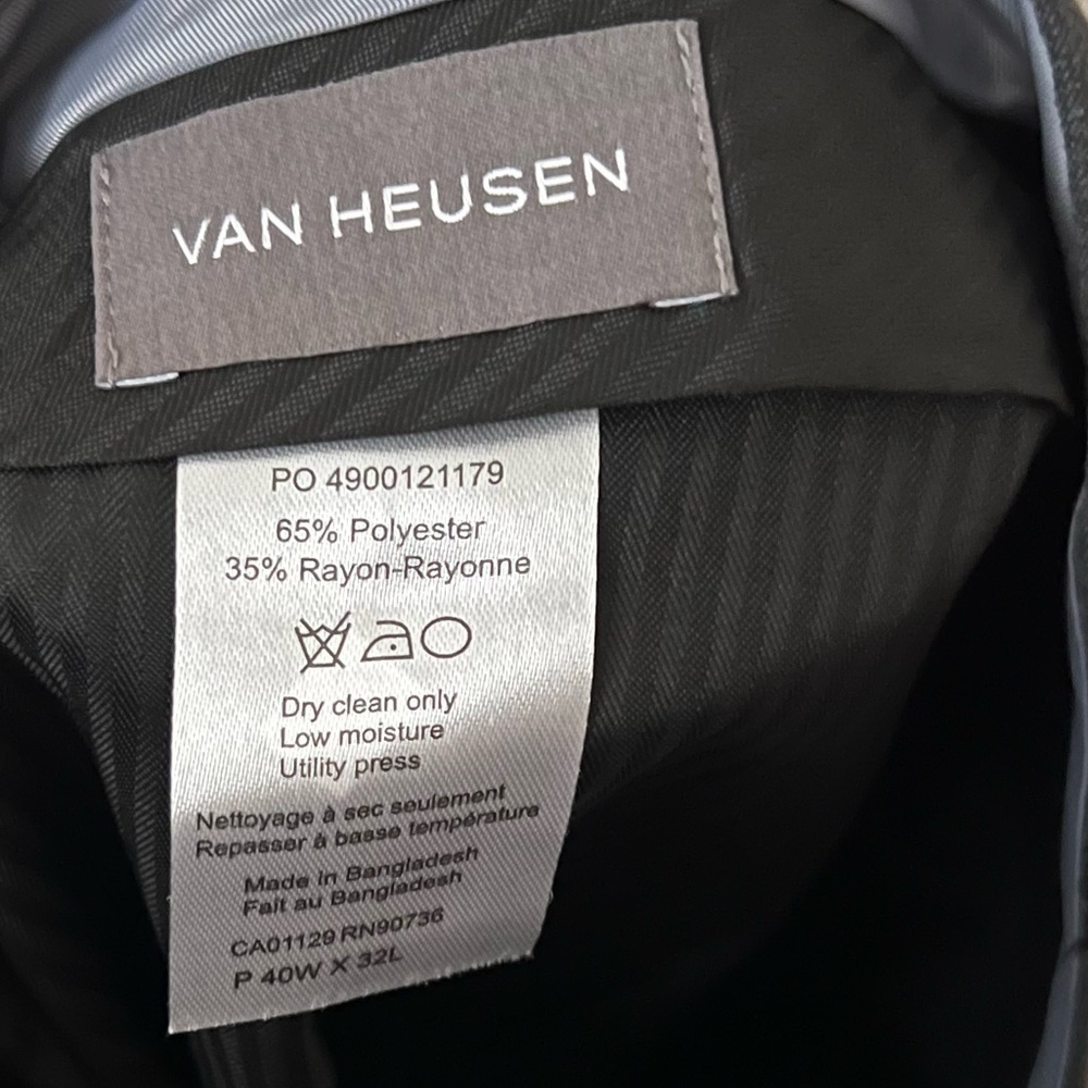 Van Heusen 40 x 32 Dark Gray Manvell Suit Separates Regular Fit Dress Pants - Picture 8 of 10